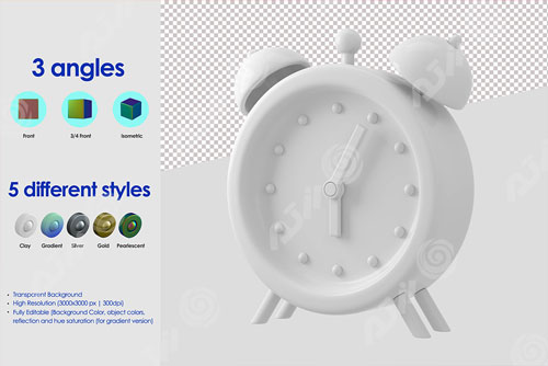 دانلود PSD ساعت رومیزی زنگ دار لایه باز و قابل ویرایش رندر 3 بعدی